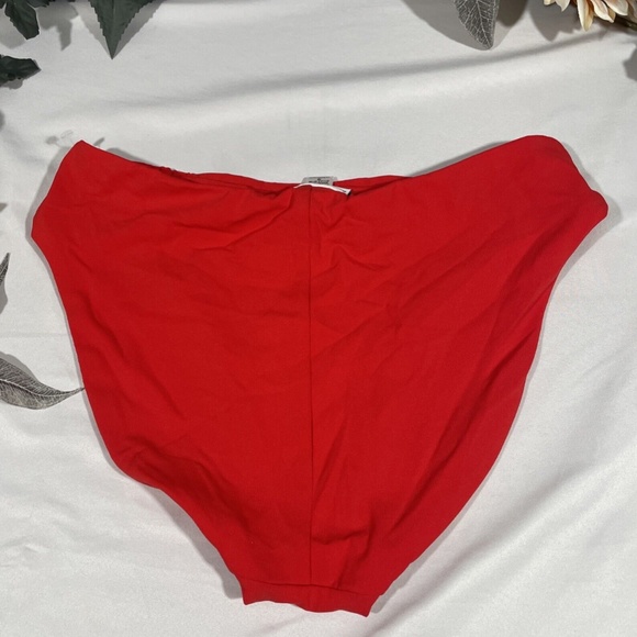 NEW Robin Piccone Ava High Waist Bikini Bottoms Fiery‎ Red [ Medium ] - Picture 11 of 13